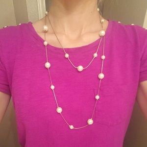 Long pearl/gold layering necklace